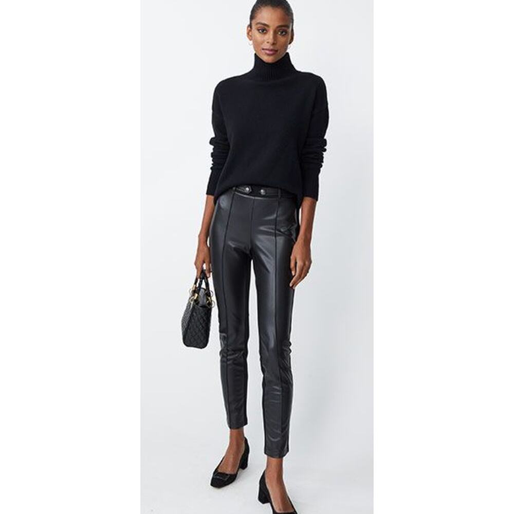 J. McLaughlin Faux Leather‎ Pull On Ponte Pleat Front Pants Size Small NWOT